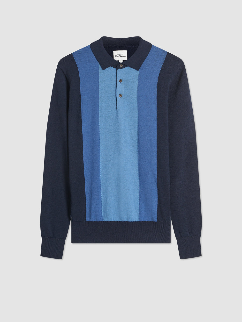 Pull à Col Polo Ben Sherman Block Stripe Merino Bleu Marine | PNZ-07431663